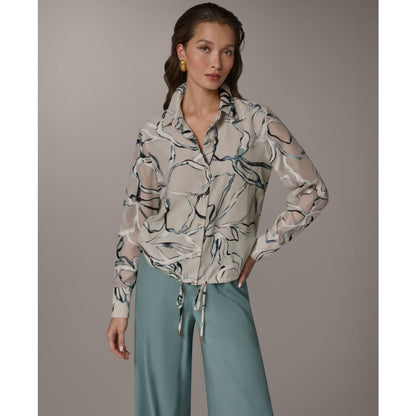 Donna Karan New York Women's Long-Sleeve Printed Shirt