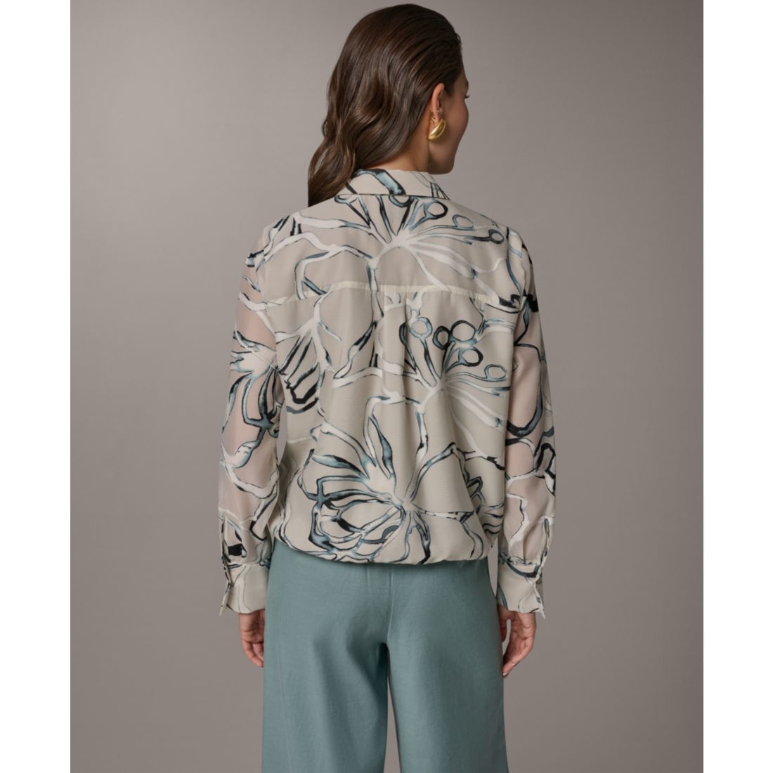 Donna Karan New York Women's Long-Sleeve Printed Shirt