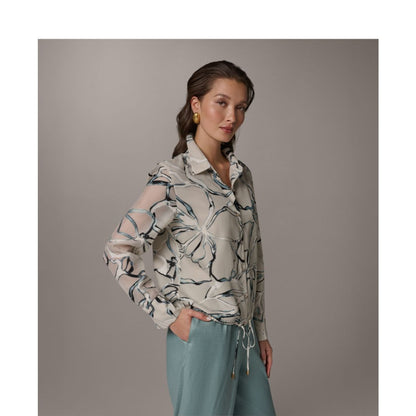 Donna Karan New York Women's Long-Sleeve Printed Shirt