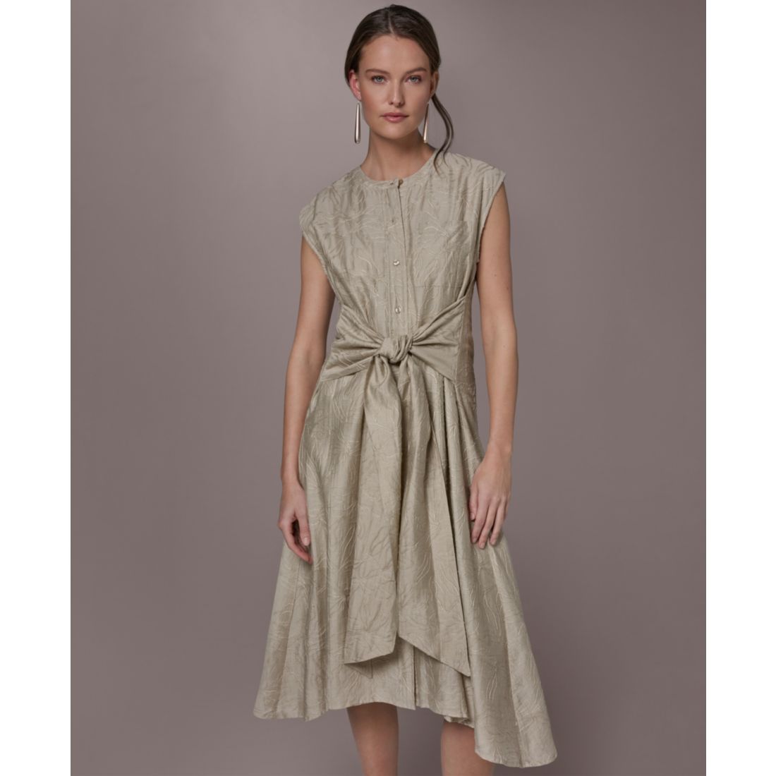 Donna Karan New York Women's Embroidered Belted Dress