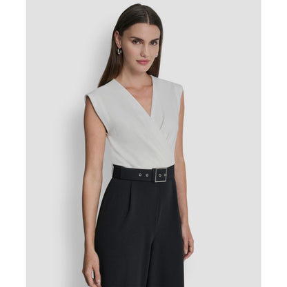 Dkny Women's Surplice Neck Straight Ankle Jumpsuit