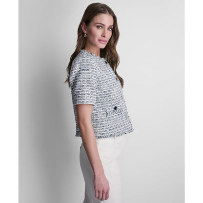 Dkny Women's Tweed Button-Front Cropped Jacket