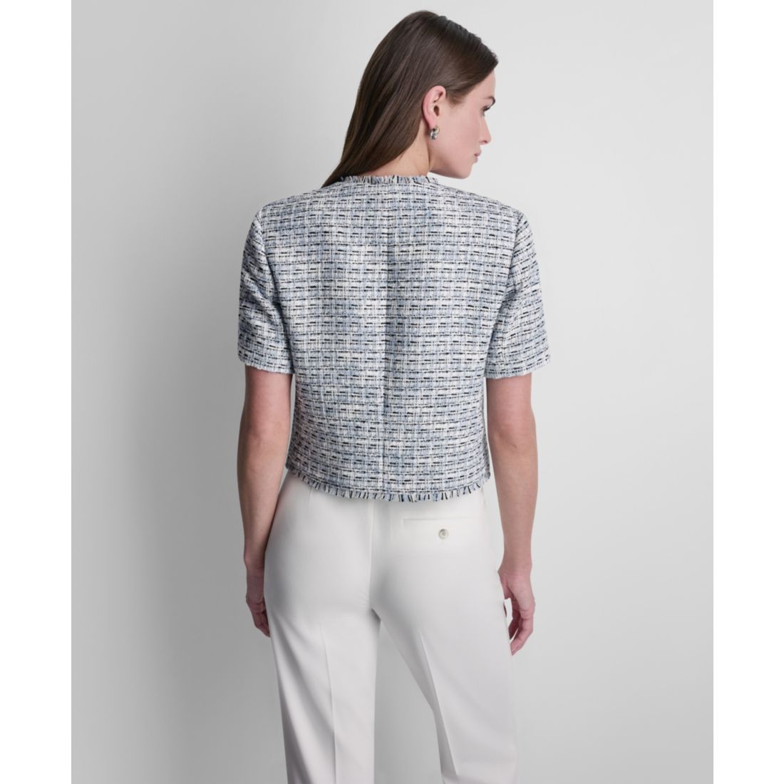 Dkny Women's Tweed Button-Front Cropped Jacket