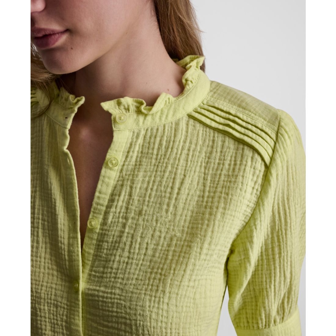 Dkny Jeans Petite Short Puff-Sleeve Button-Front Shirt