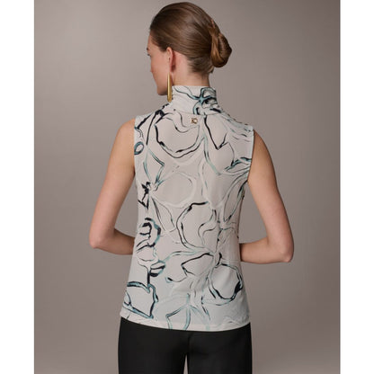 Donna Karan New York Women's Mock Neck Button Shoulder Top