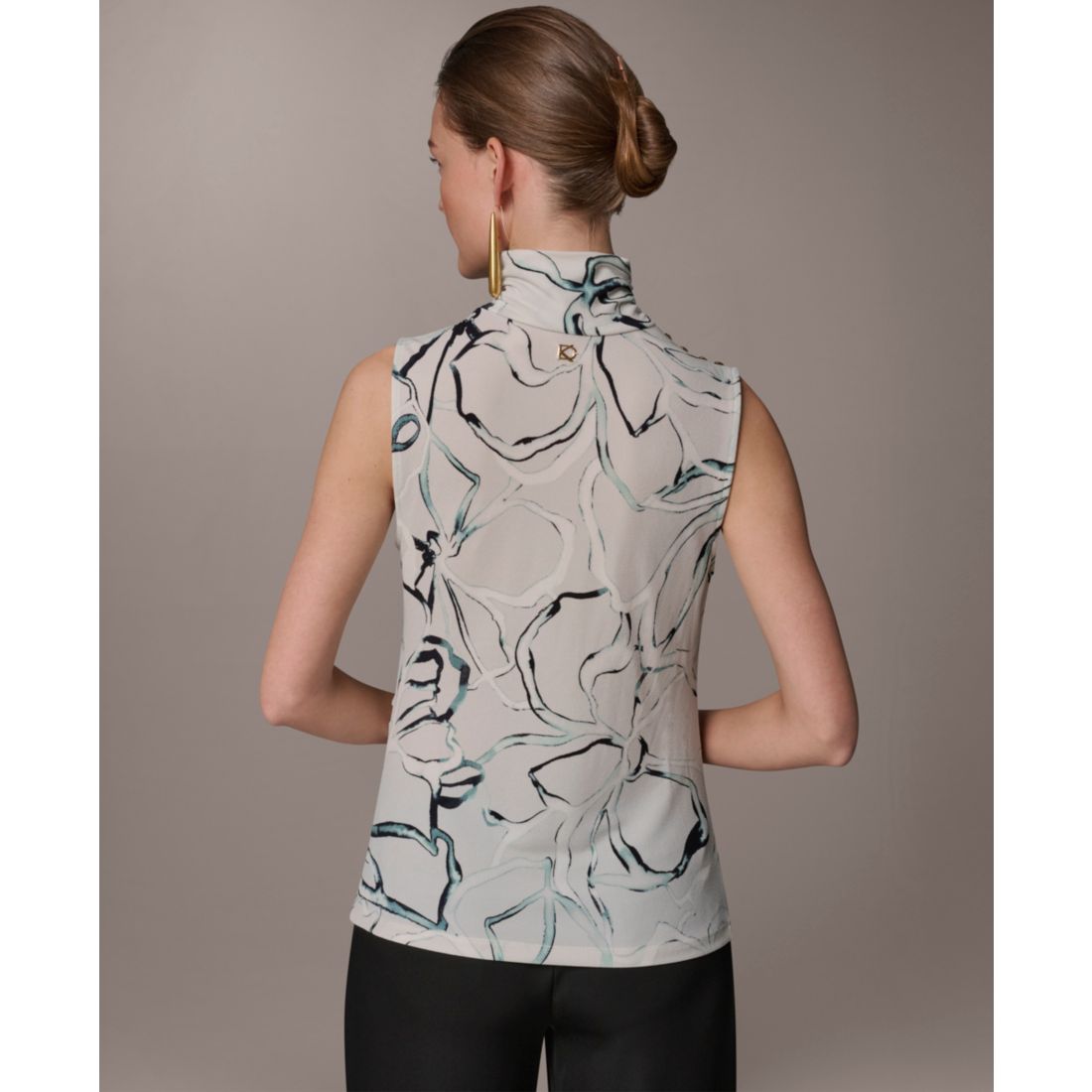 Donna Karan New York Women's Mock Neck Button Shoulder Top