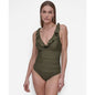 Dkny Ruffle Plunge Underwire Tummy Control One-Piece Swimsuit, Created for Macy's
