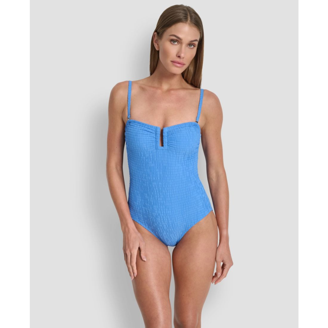 Dkny Women's Textured Shirred One-Piece Swimsuit