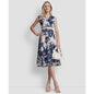 Dkny Women's Cap Sleeve Surplice Neck Belted Midi Dress