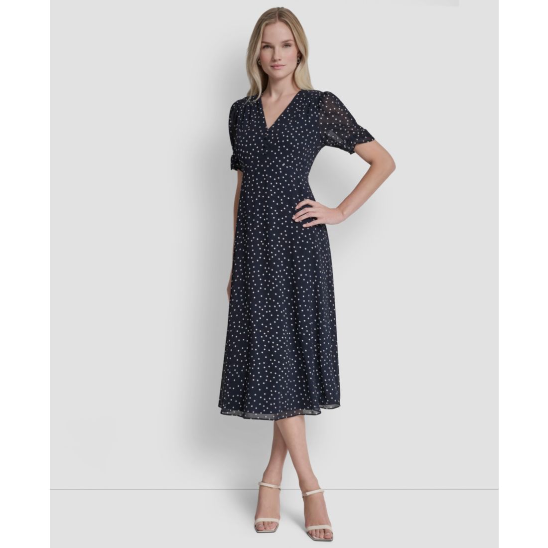 Dkny Women's Short-Sleeve V-Neck Midi Dress