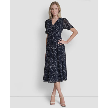 Dkny Women's Short-Sleeve V-Neck Midi Dress