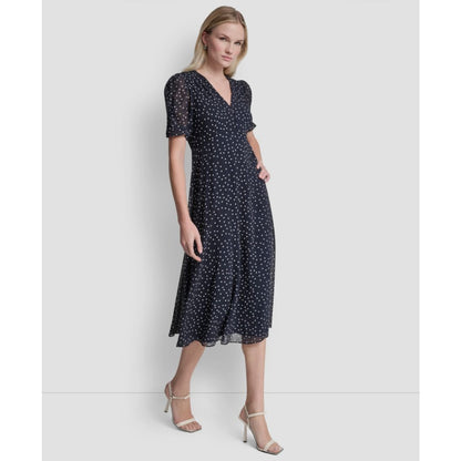 Dkny Women's Short-Sleeve V-Neck Midi Dress
