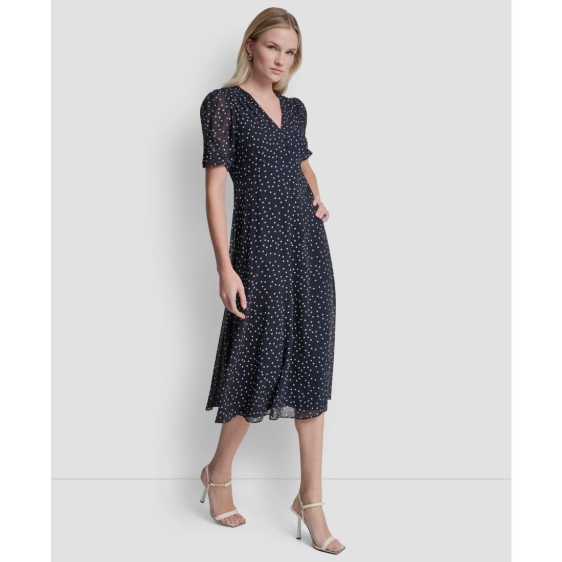 Dkny Women's Short-Sleeve V-Neck Midi Dress