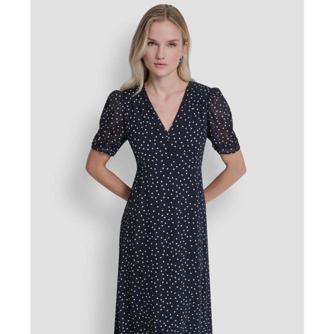 Dkny Women's Short-Sleeve V-Neck Midi Dress