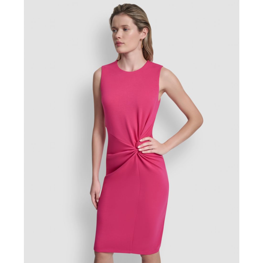 Dkny Women's Sleeveless Jewel Neck Knot Front Dress