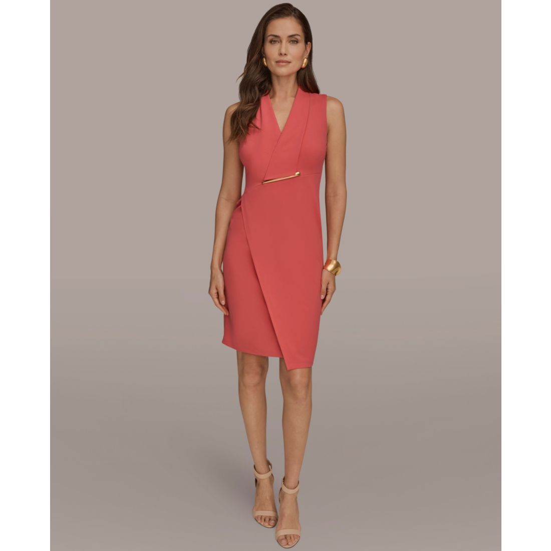 Donna Karan New York Women's V-Neck Wrap Sheath Dress