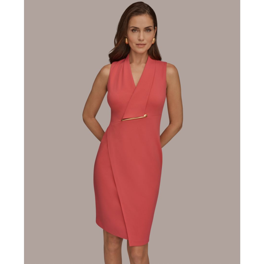 Donna Karan New York Women's V-Neck Wrap Sheath Dress