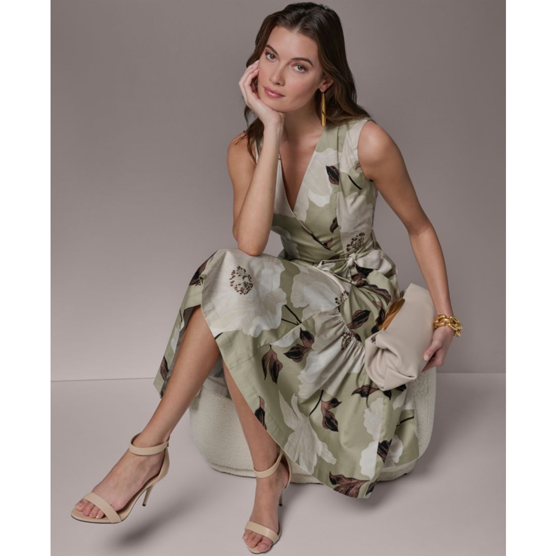 Donna Karan New York Women's Floral A-Line Midi Dress