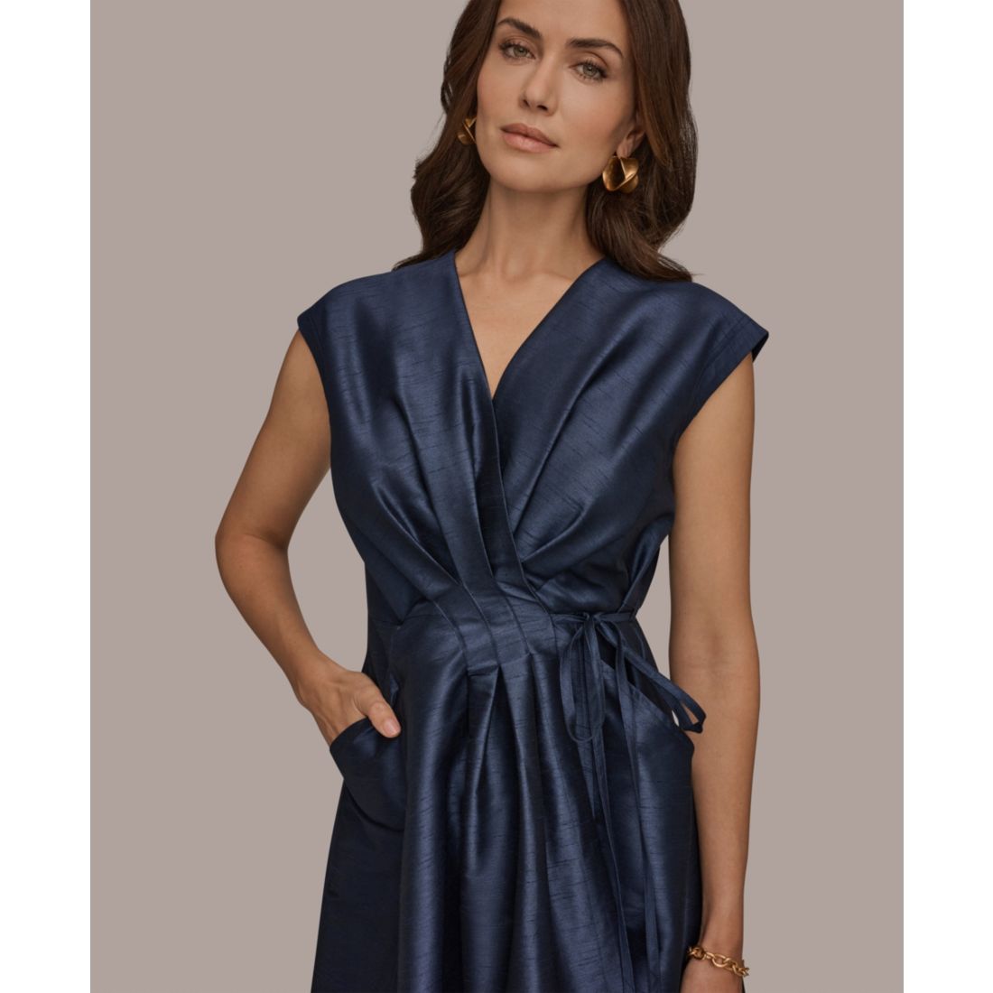Donna Karan New York Women's V-Neck Midi Dress