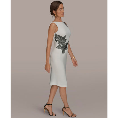 Donna Karan New York Women's Sleeveless Embroidered Floral Sheath Dress