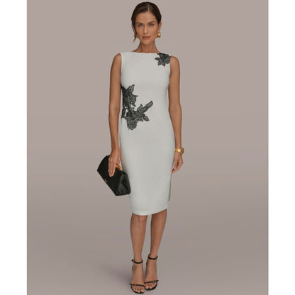 Donna Karan New York Women's Sleeveless Embroidered Floral Sheath Dress