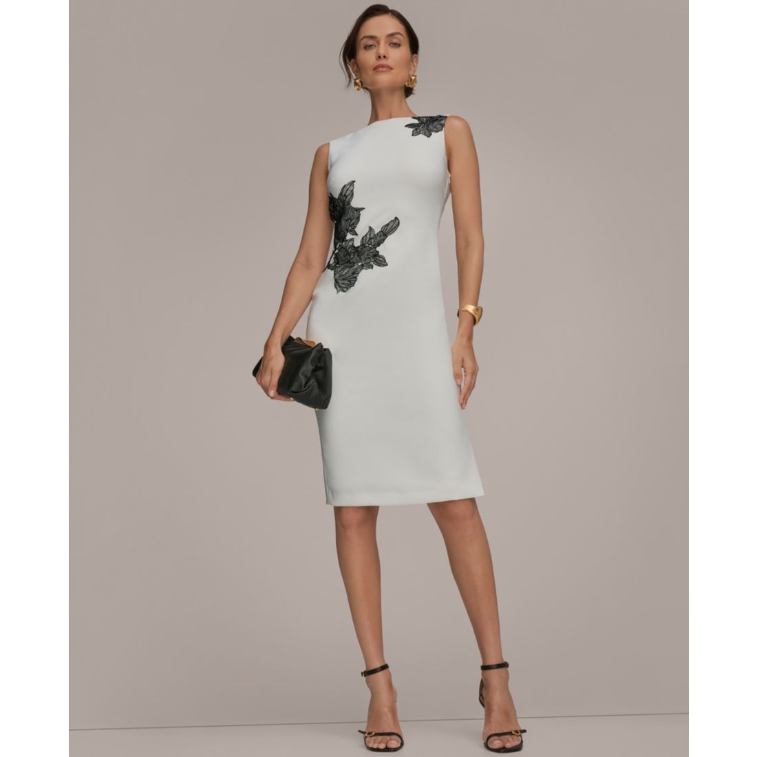 Donna Karan New York Women's Sleeveless Embroidered Floral Sheath Dress