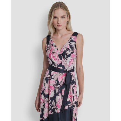 Dkny Women's Surplice Neck Asymmetrical Hem Dress