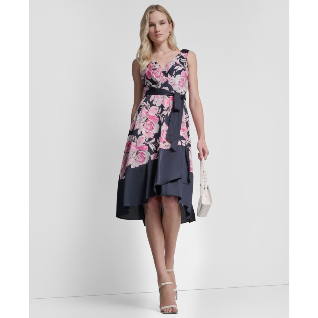 Dkny Women's Surplice Neck Asymmetrical Hem Dress