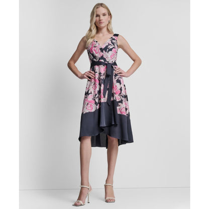 Dkny Women's Surplice Neck Asymmetrical Hem Dress
