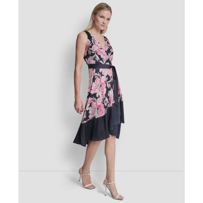 Dkny Women's Surplice Neck Asymmetrical Hem Dress