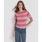 Dkny Jeans Women's Stripe Pointelle Cropped Pull-On Sweater