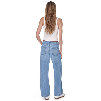 Dkny Jeans Petite Mid Rise Flowy Relaxed Fit Straight Pants