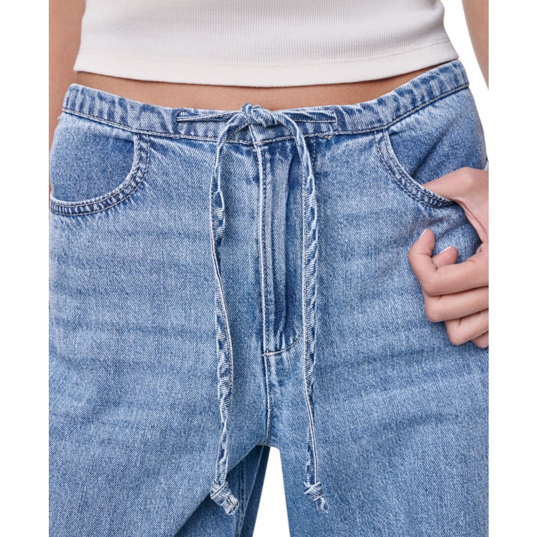 Dkny Jeans Petite Mid Rise Flowy Relaxed Fit Straight Pants