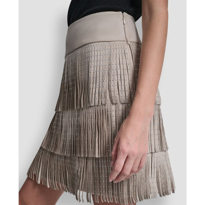 Dkny Women's Studded Fringe Mini Skirt