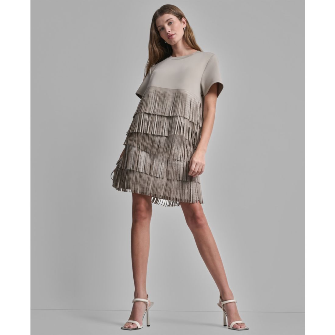 Dkny Women's Studded Fringe Short-Sleeve T-shirt