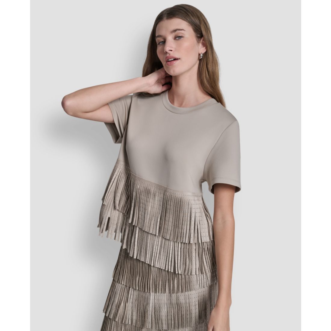Dkny Women's Studded Fringe Short-Sleeve T-shirt