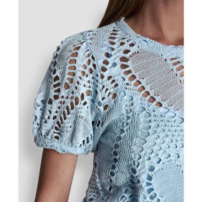 Dkny Women's Leaf Crochet Short-Sleeve Top