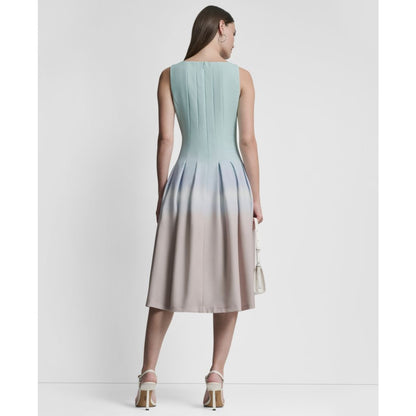 Dkny Women's Sleeveless Pleated Boat Neck Midi Dress