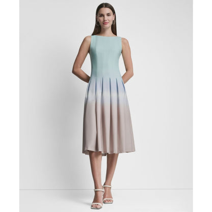 Dkny Women's Sleeveless Pleated Boat Neck Midi Dress