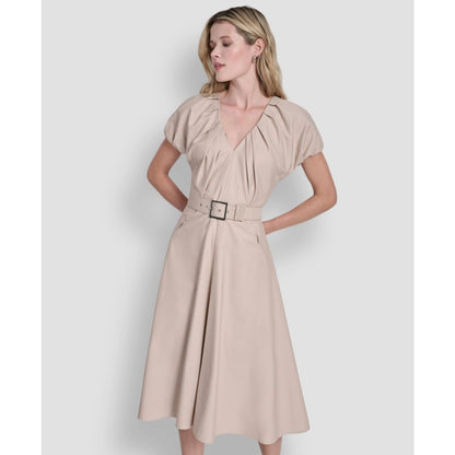 Dkny Women's V-Neck Belted Midi Dress