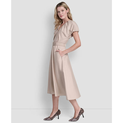 Dkny Women's V-Neck Belted Midi Dress