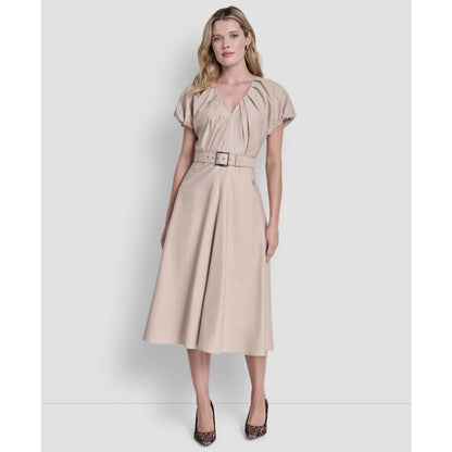 Dkny Women's V-Neck Belted Midi Dress