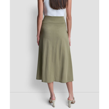 Dkny Women's Arid Pique Mini Logo Emblem Slit A-Line Skirt