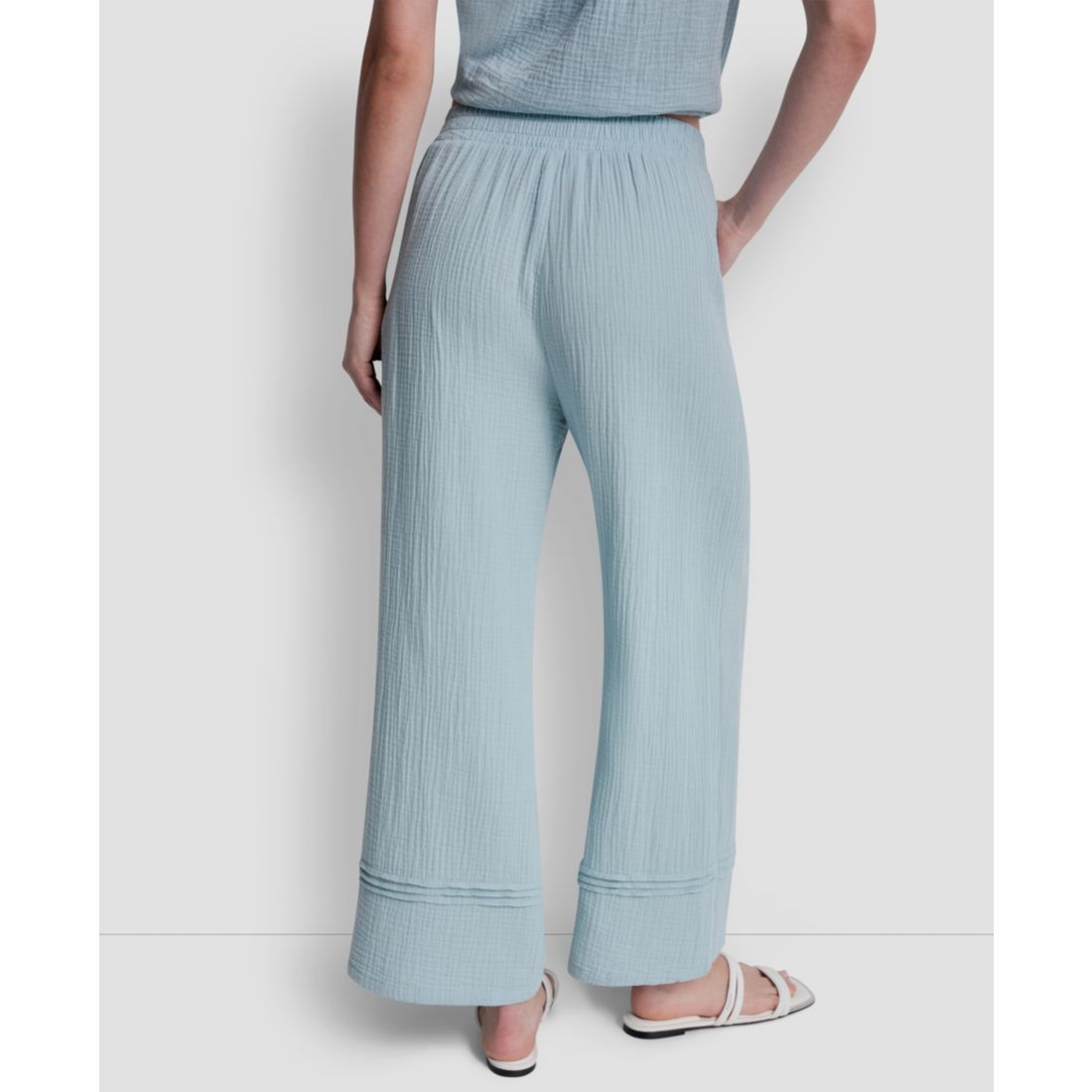 Dkny Jeans Petite Smocked Encased Elastic Waistband Ankle Length Pants