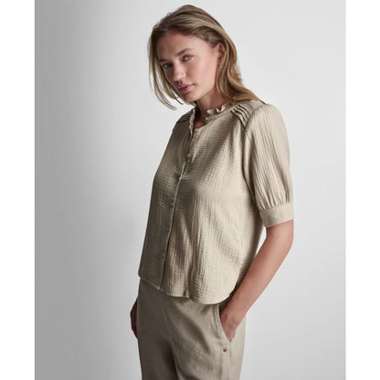 Dkny Jeans Petite Short Puff-Sleeve Button-Front Shirt