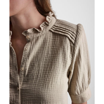 Dkny Jeans Petite Short Puff-Sleeve Button-Front Shirt