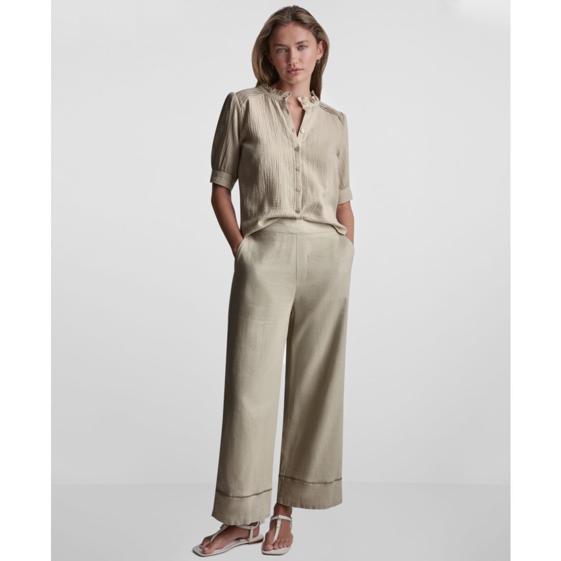 Dkny Jeans Petite Short Puff-Sleeve Button-Front Shirt