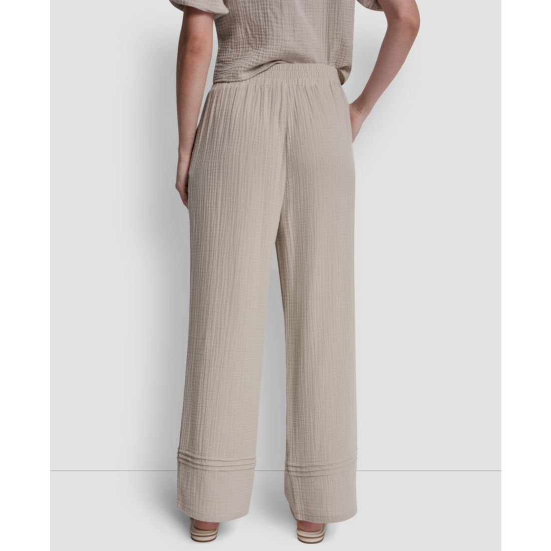 Dkny Jeans Petite Smocked Encased Elastic Waistband Ankle Length Pants