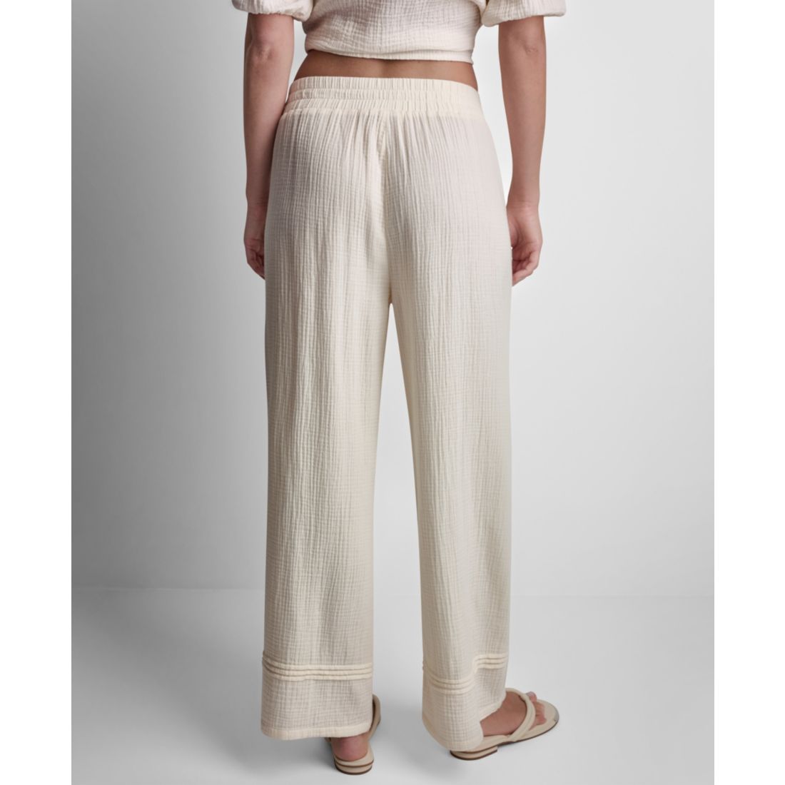 Dkny Jeans Petite Smocked Encased Elastic Waistband Ankle Length Pants