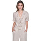Dkny Jeans Women's V-Neck Short Puff Sleeve Tie-Front Shirt